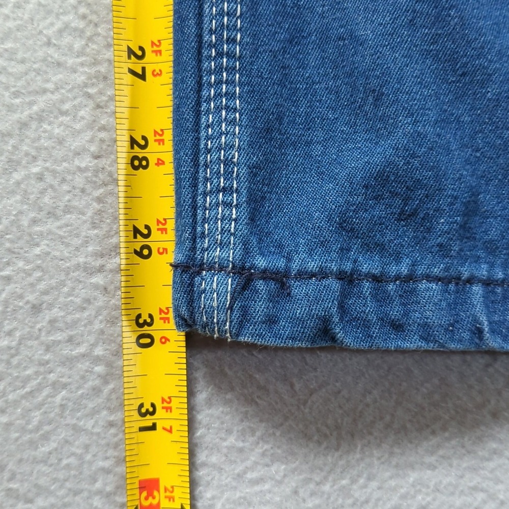 Liberty Denim Bib Overalls Mens 34x30 Blue Green Zip Pocket Workwear Utility - Picture 8 of 9